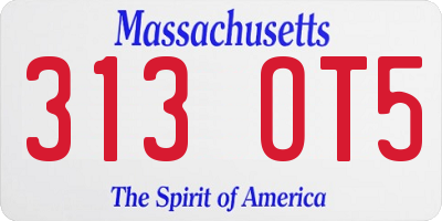 MA license plate 313OT5