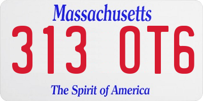MA license plate 313OT6