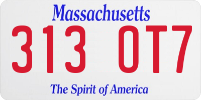 MA license plate 313OT7