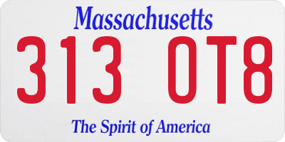 MA license plate 313OT8