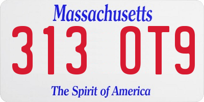MA license plate 313OT9