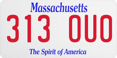 MA license plate 313OU0