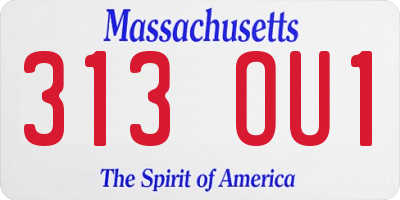 MA license plate 313OU1