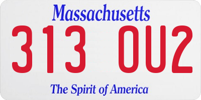 MA license plate 313OU2