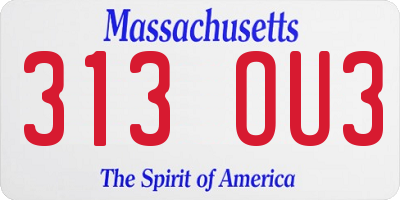 MA license plate 313OU3