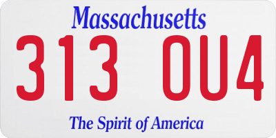 MA license plate 313OU4