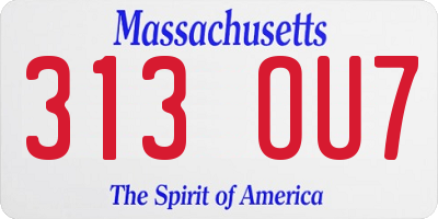 MA license plate 313OU7