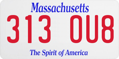 MA license plate 313OU8