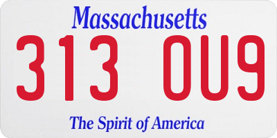 MA license plate 313OU9