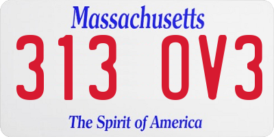 MA license plate 313OV3