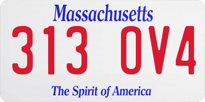 MA license plate 313OV4