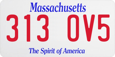 MA license plate 313OV5