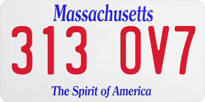 MA license plate 313OV7