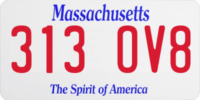MA license plate 313OV8