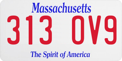 MA license plate 313OV9