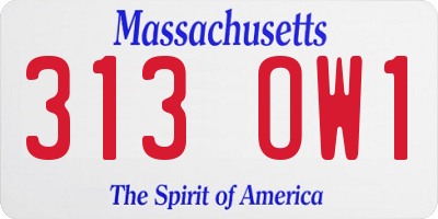 MA license plate 313OW1