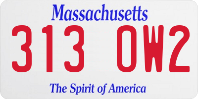 MA license plate 313OW2