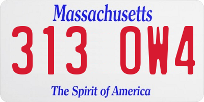 MA license plate 313OW4