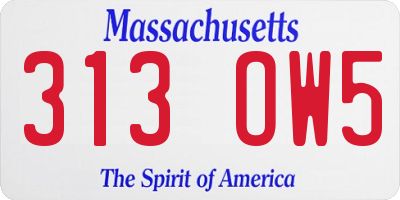 MA license plate 313OW5