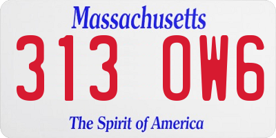 MA license plate 313OW6