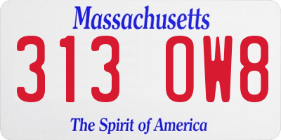 MA license plate 313OW8