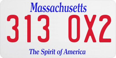 MA license plate 313OX2