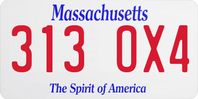 MA license plate 313OX4