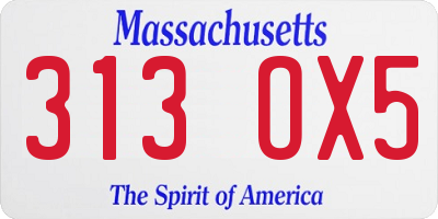 MA license plate 313OX5
