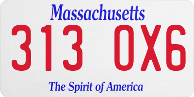 MA license plate 313OX6