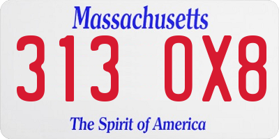 MA license plate 313OX8