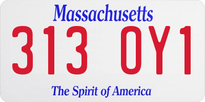 MA license plate 313OY1