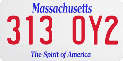 MA license plate 313OY2