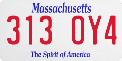 MA license plate 313OY4