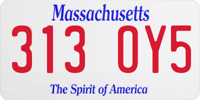 MA license plate 313OY5