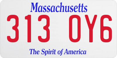 MA license plate 313OY6
