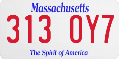 MA license plate 313OY7