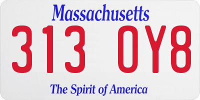 MA license plate 313OY8