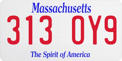 MA license plate 313OY9
