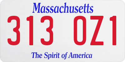 MA license plate 313OZ1