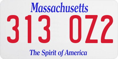 MA license plate 313OZ2