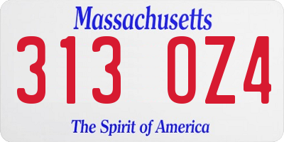 MA license plate 313OZ4
