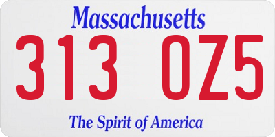 MA license plate 313OZ5