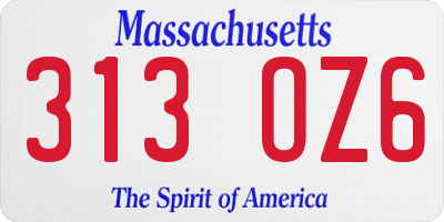 MA license plate 313OZ6