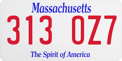MA license plate 313OZ7
