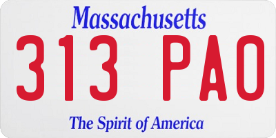 MA license plate 313PA0