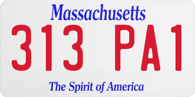 MA license plate 313PA1