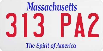 MA license plate 313PA2