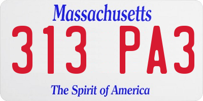 MA license plate 313PA3