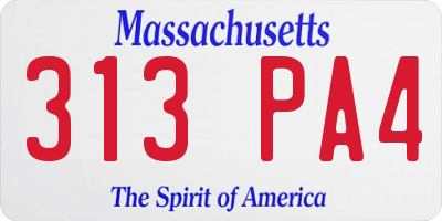 MA license plate 313PA4
