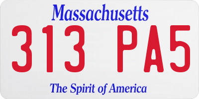 MA license plate 313PA5